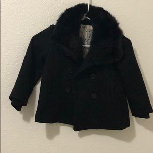Black coat with faux fur collar